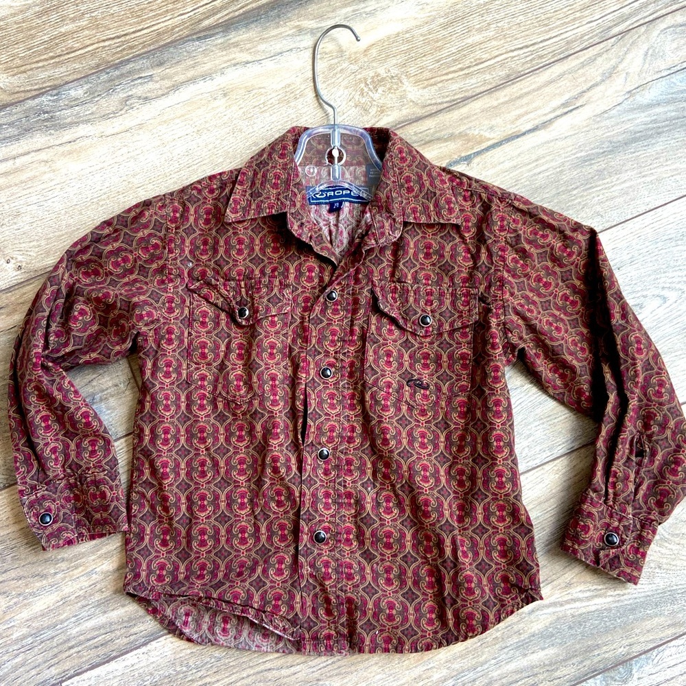 ❤️4 for $25❤️ Boys roper western button‎ down top size xs 4-5